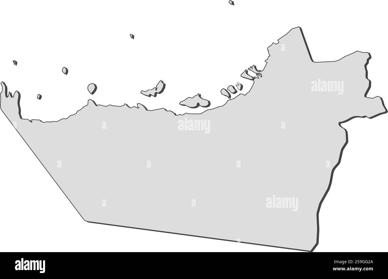 Mappa di Abu Dhabi, una provincia degli Emirati Arabi Uniti. Illustrazione Vettoriale
