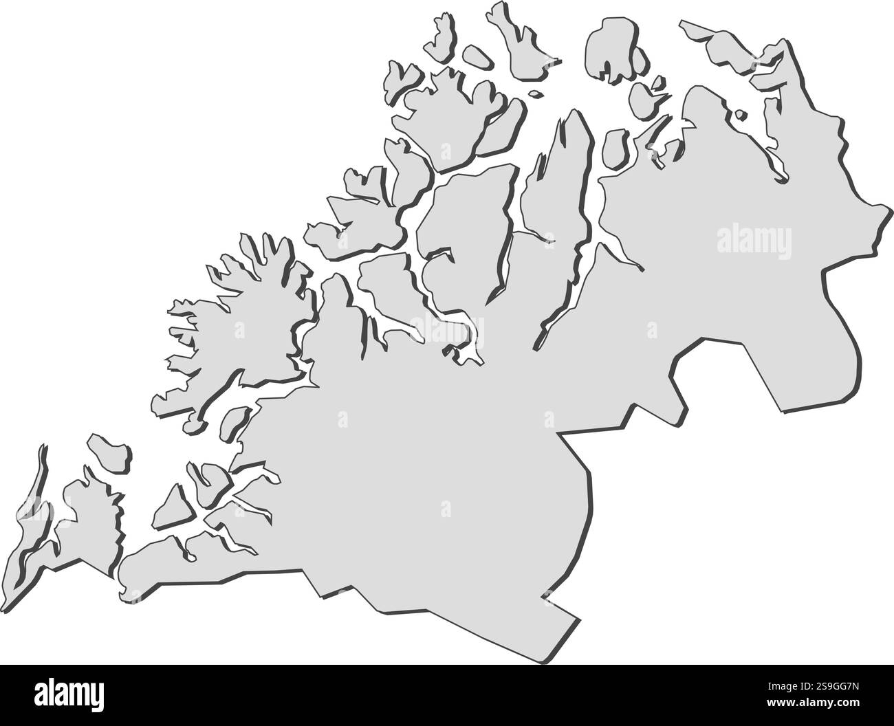 Mappa di Troms, una provincia della Norvegia. Illustrazione Vettoriale