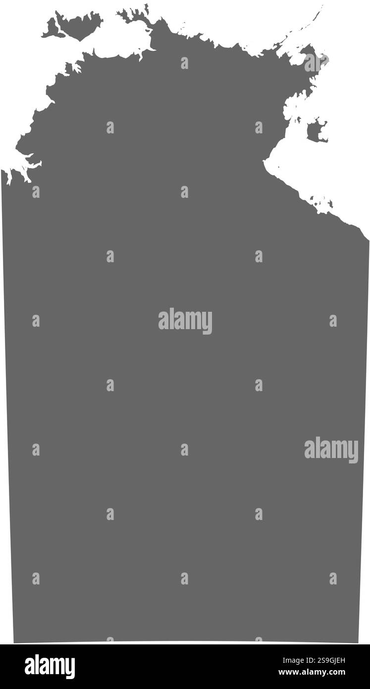 Mappa di Northern Treeitory, una provincia dell'Australia. Illustrazione Vettoriale