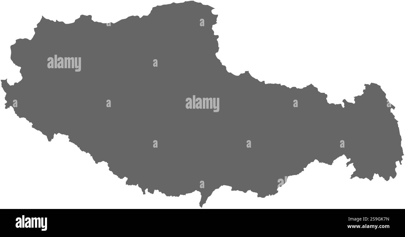 Mappa del Tibet, una provincia della Cina. Illustrazione Vettoriale
