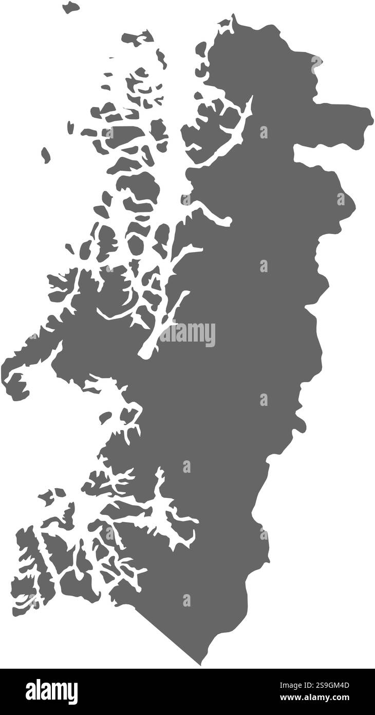 Mappa di Aisén, una provincia del Cile. Illustrazione Vettoriale