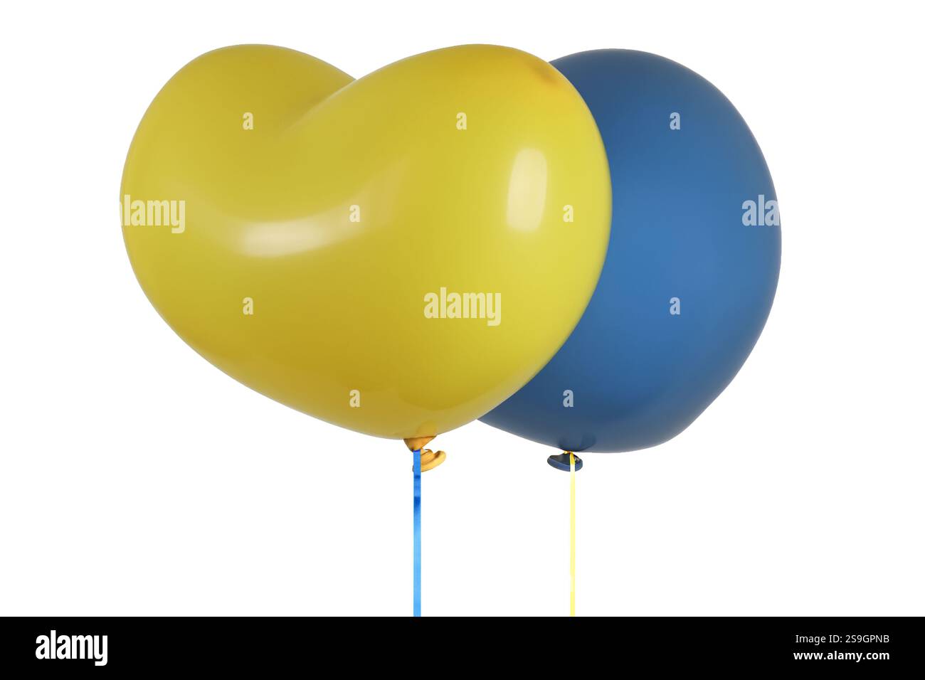 Palloncini ad aria multicolore su sfondo bianco isolato. Palloncini gonfiabili per la decorazione, per le vacanze Foto Stock