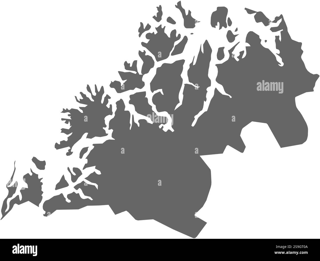 Mappa di Troms, una provincia della Norvegia. Illustrazione Vettoriale