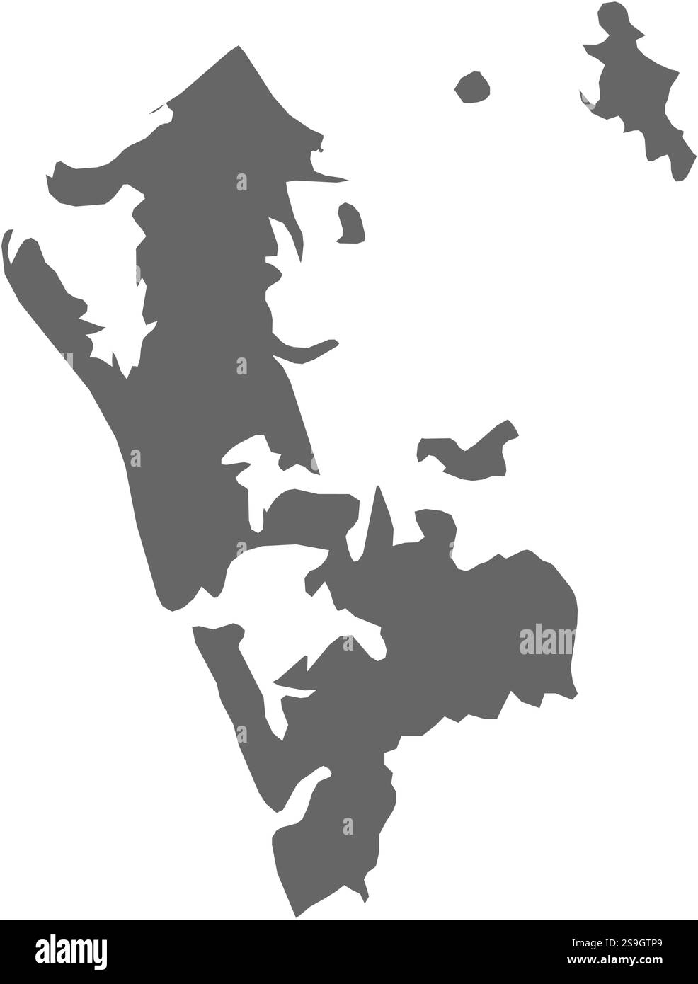 Mappa di Auckland, una provincia della nuova Zelanda. Illustrazione Vettoriale