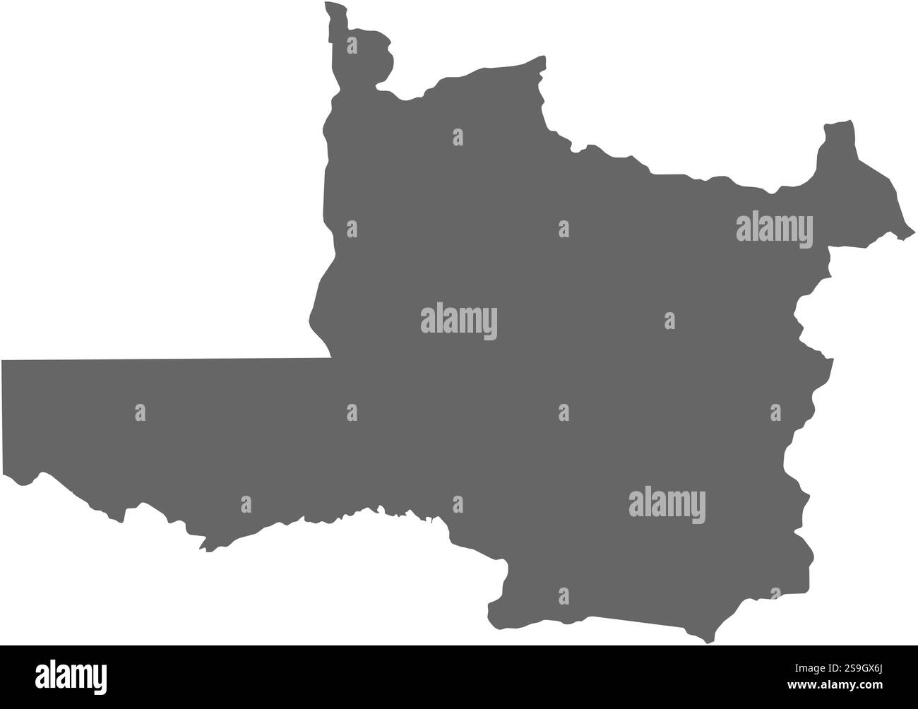 Mappa del Nord-Ovest, una provincia dello Zambia. Illustrazione Vettoriale