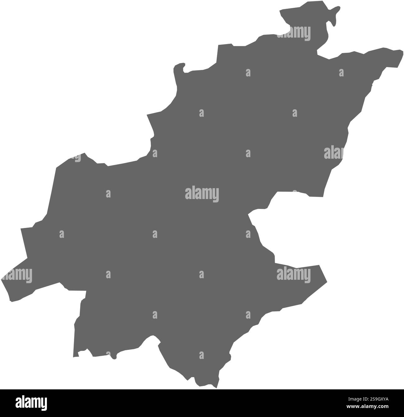 Mappa di Gauteng, una provincia del Sud Africa. Illustrazione Vettoriale
