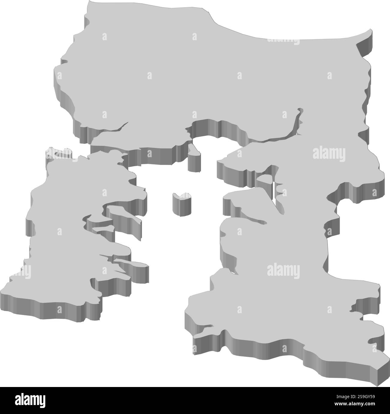 Mappa di Los Lagos, una provincia del Cile. Illustrazione Vettoriale