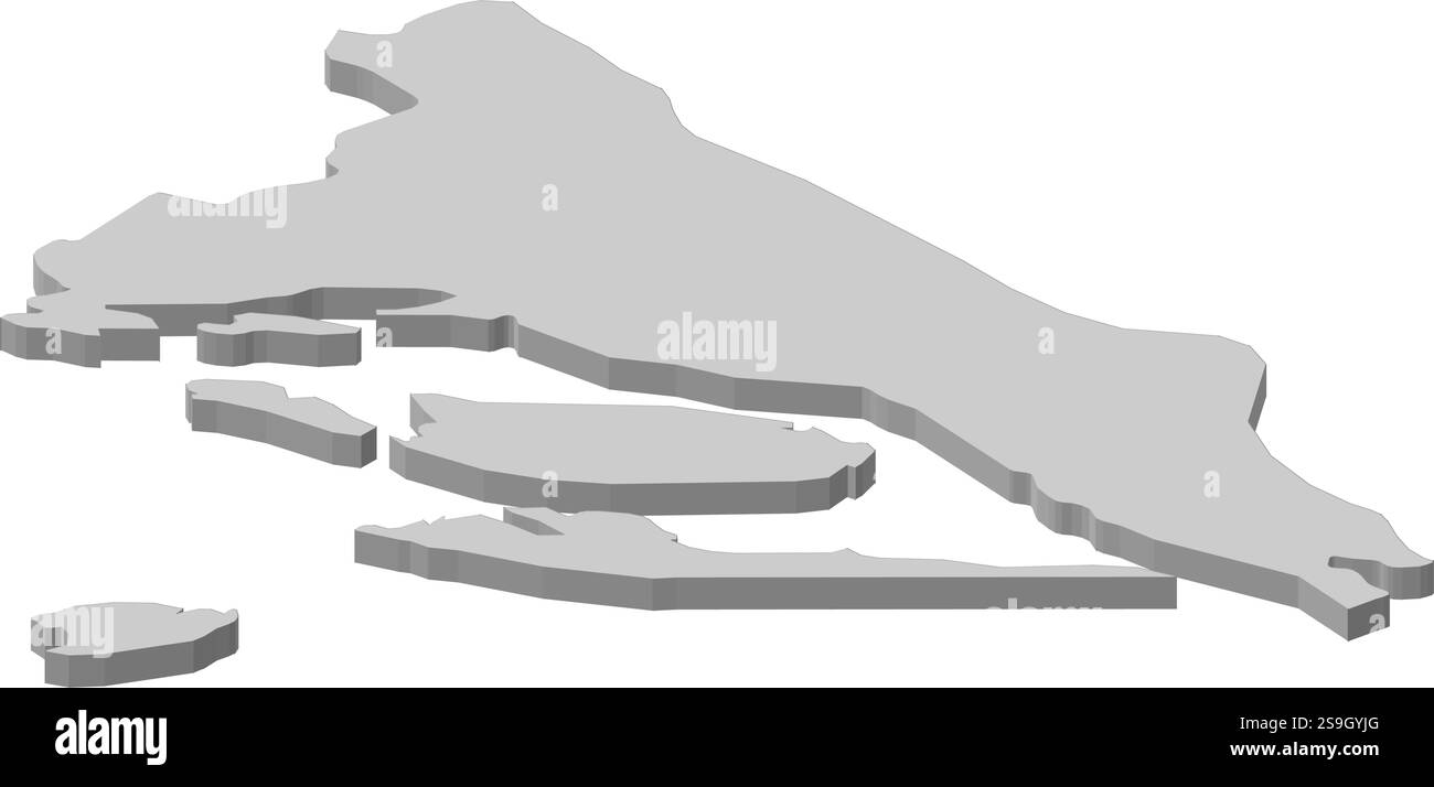 Mappa di Spalato-Dalmazia, una provincia della Croazia. Illustrazione Vettoriale