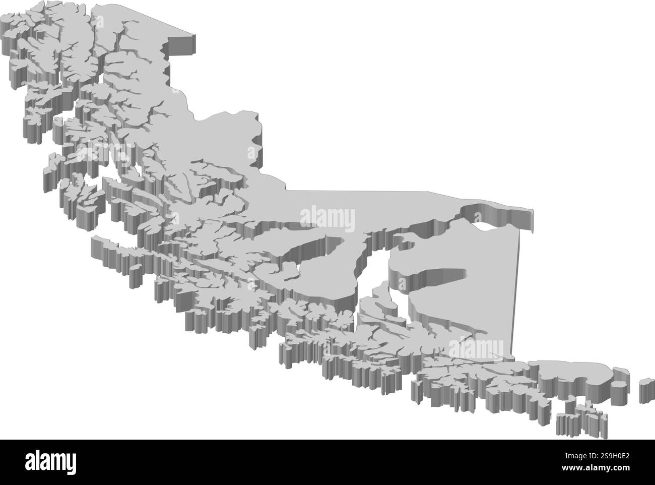 Mappa di Magellano e dell'Antartide cilena, una provincia del Cile. Illustrazione Vettoriale