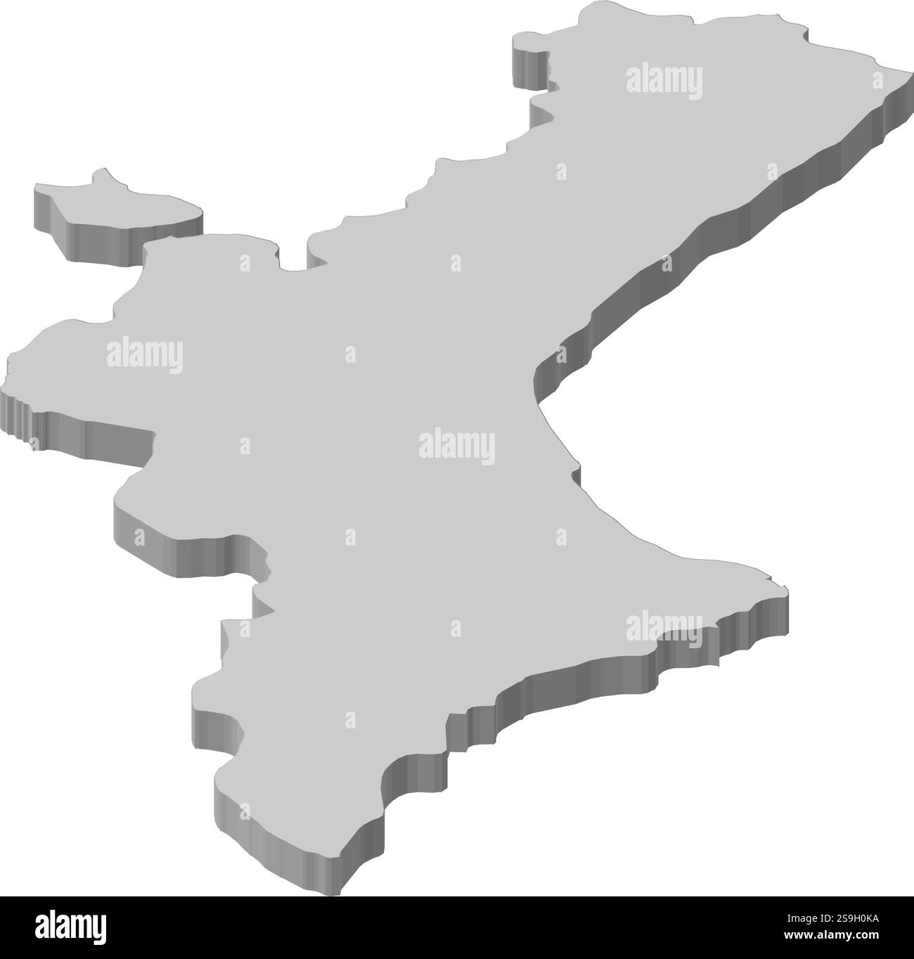 Mappa della Comunità Valenciana, una provincia della Spagna. Illustrazione Vettoriale