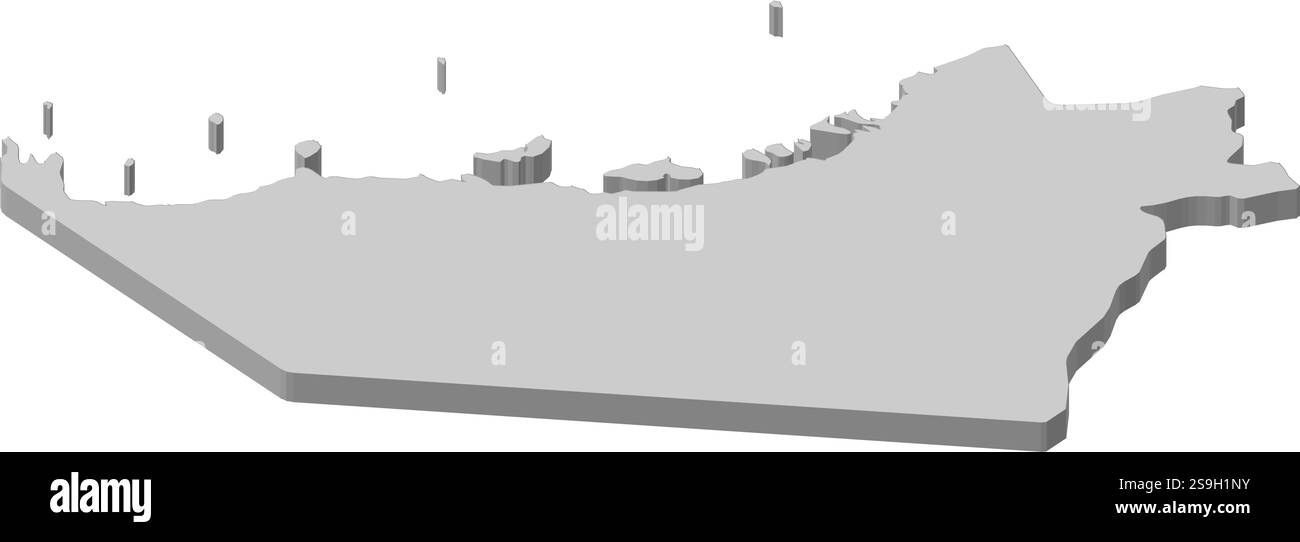 Mappa di Abu Dhabi, una provincia degli Emirati Arabi Uniti. Illustrazione Vettoriale
