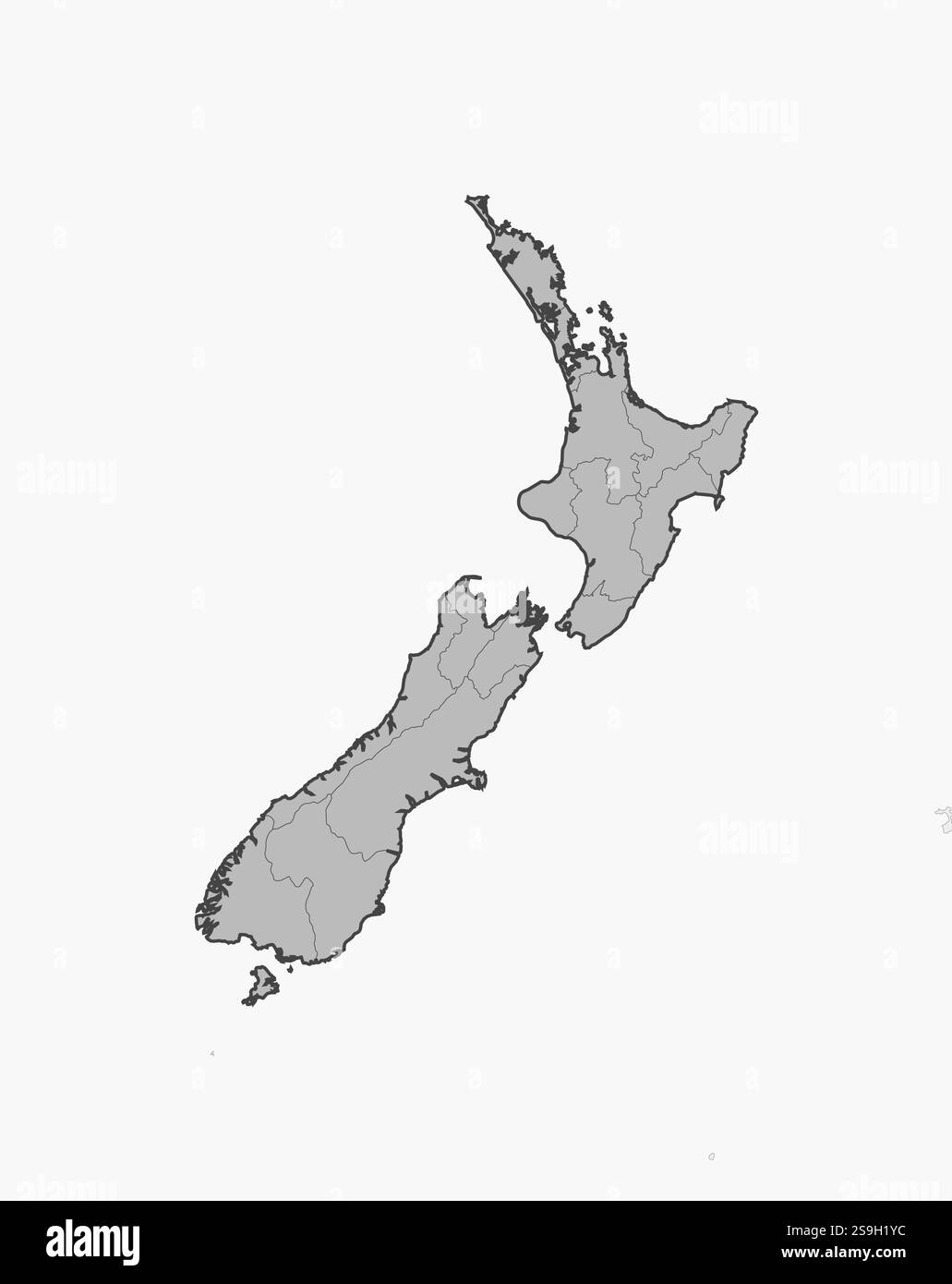 Mappa della nuova Zelanda e dei paesi vicini, nuova Zelanda è evidenziata in grigio. Illustrazione Vettoriale