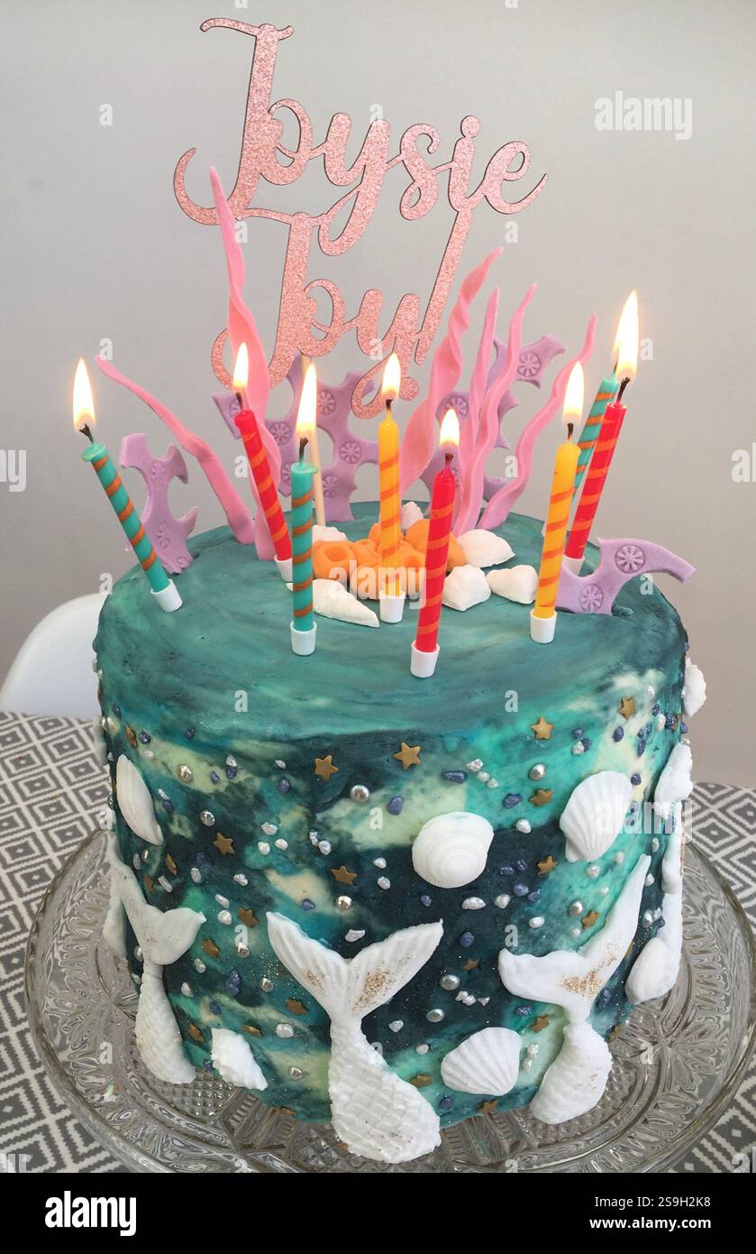 Set Decorazioni Torta Sirena - Topper Compleanno Con Sirenetta, Stelle Marine E Conchiglie Glitterate Per Feste A Tema - 6