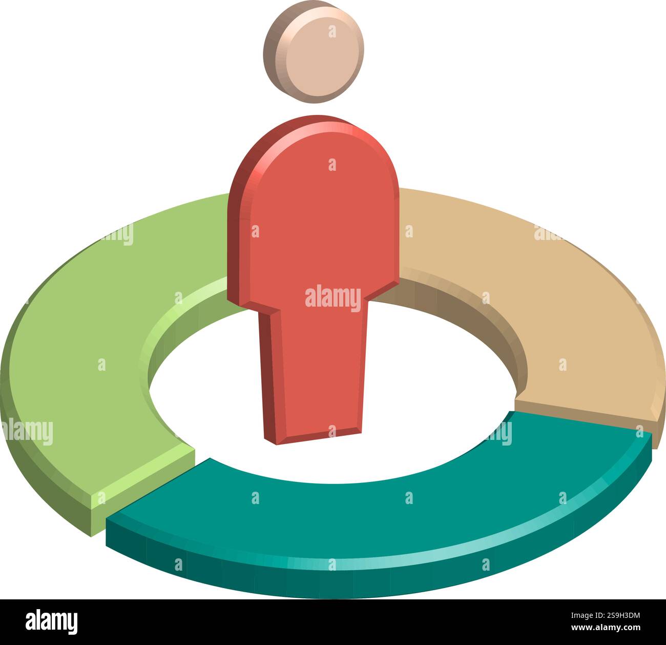 Un set creativo di grafici a torta 3D e diagrammi segmentati che rappresentano la segmentazione del mercato, l'analisi dei dati e i dati anagrafici dei clienti. Ideale per gli affari Illustrazione Vettoriale