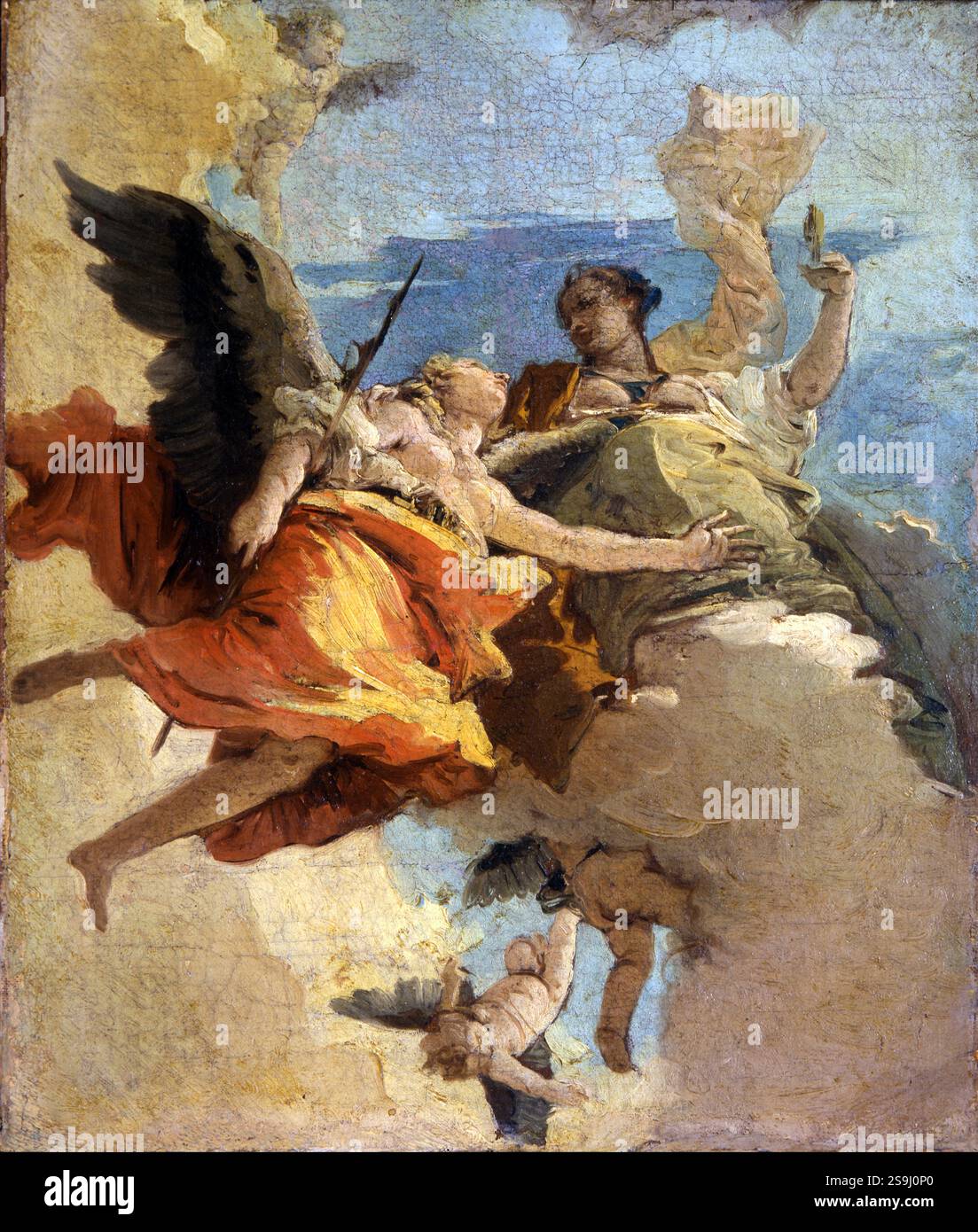 Allegoria della virtù e della nobiltà (Allegoria della forza e della saggezza), 1740–1750, dipinto di Giovanni Battista Tiepolo Foto Stock