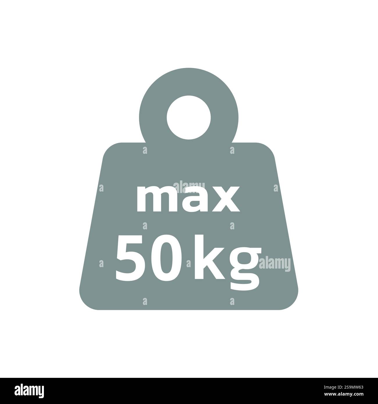 icona vettore peso massimo 50 kg. Etichetta della capacità di carico di cinquanta chili o chilogrammi. Illustrazione Vettoriale icona vettore peso massimo 50 kg. Etichetta della capacità di carico di cinquanta chili o chilogrammi. Illustrazione Vettoriale