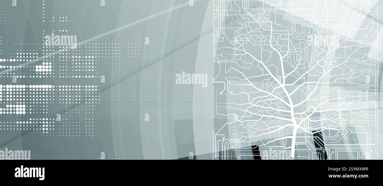 Collegare natura e tecnologia attraverso circuiti e alberi Illustrazione Vettoriale