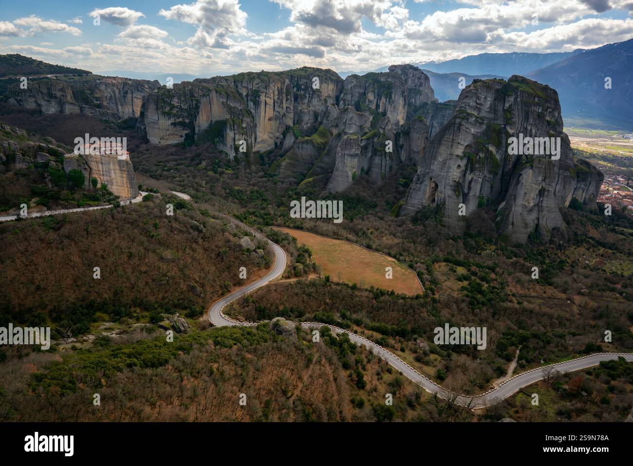 Meteora, antico monastero Santa di Santa Barbara di Rousanos, sito patrimonio dell'umanità dell'UNESCO Foto Stock