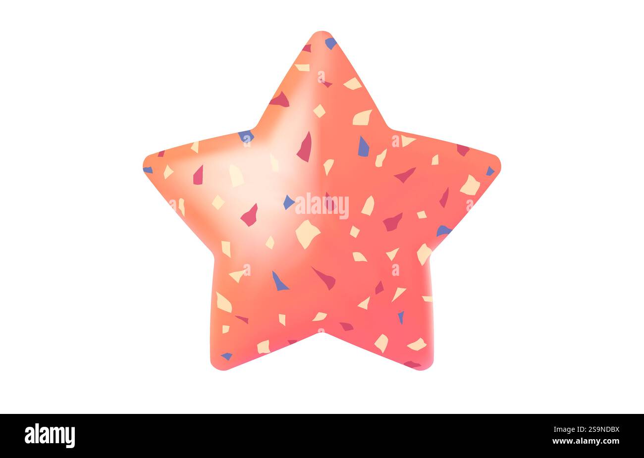 L'icona vettoriale della stella rosa con texture terrazzo è su sfondo isolato. Risultati ottenuti per giochi o feedback di valutazione dei clienti del sito Web. Immagine vettoriale Illustrazione Vettoriale