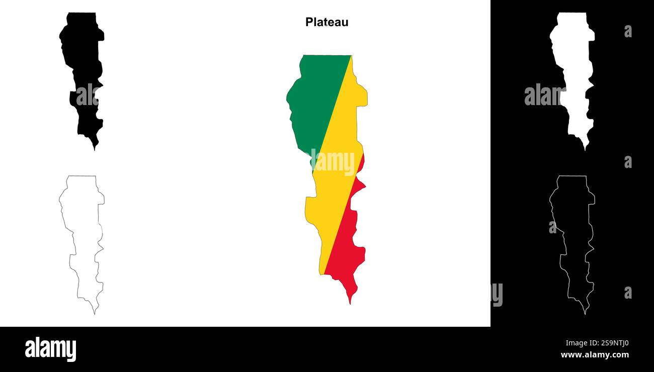 Set di mappe di contorno del reparto plateau Illustrazione Vettoriale