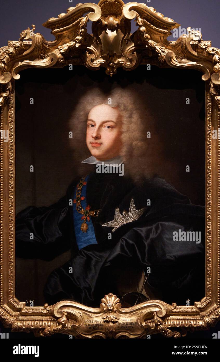 HYACINTHE RIGAUD (1659-1743), Philip V in Spanish Costume, 1701, olio su tela, Royal Collections Gallery, Galería de las Colecciones Reales, Patrimon Foto Stock