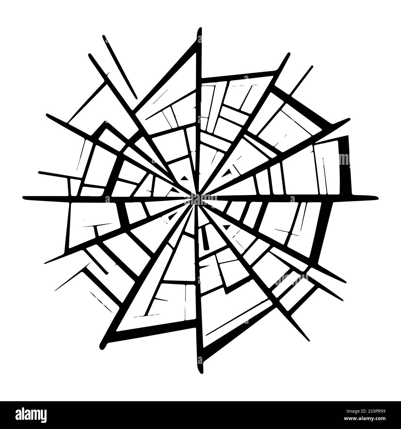 Superficie con una consistenza simile a quella del vetro rotto. Crea l'impressione di un vetro frantumato o incrinato. Illustrazione vettoriale isolata su sfondo bianco Illustrazione Vettoriale