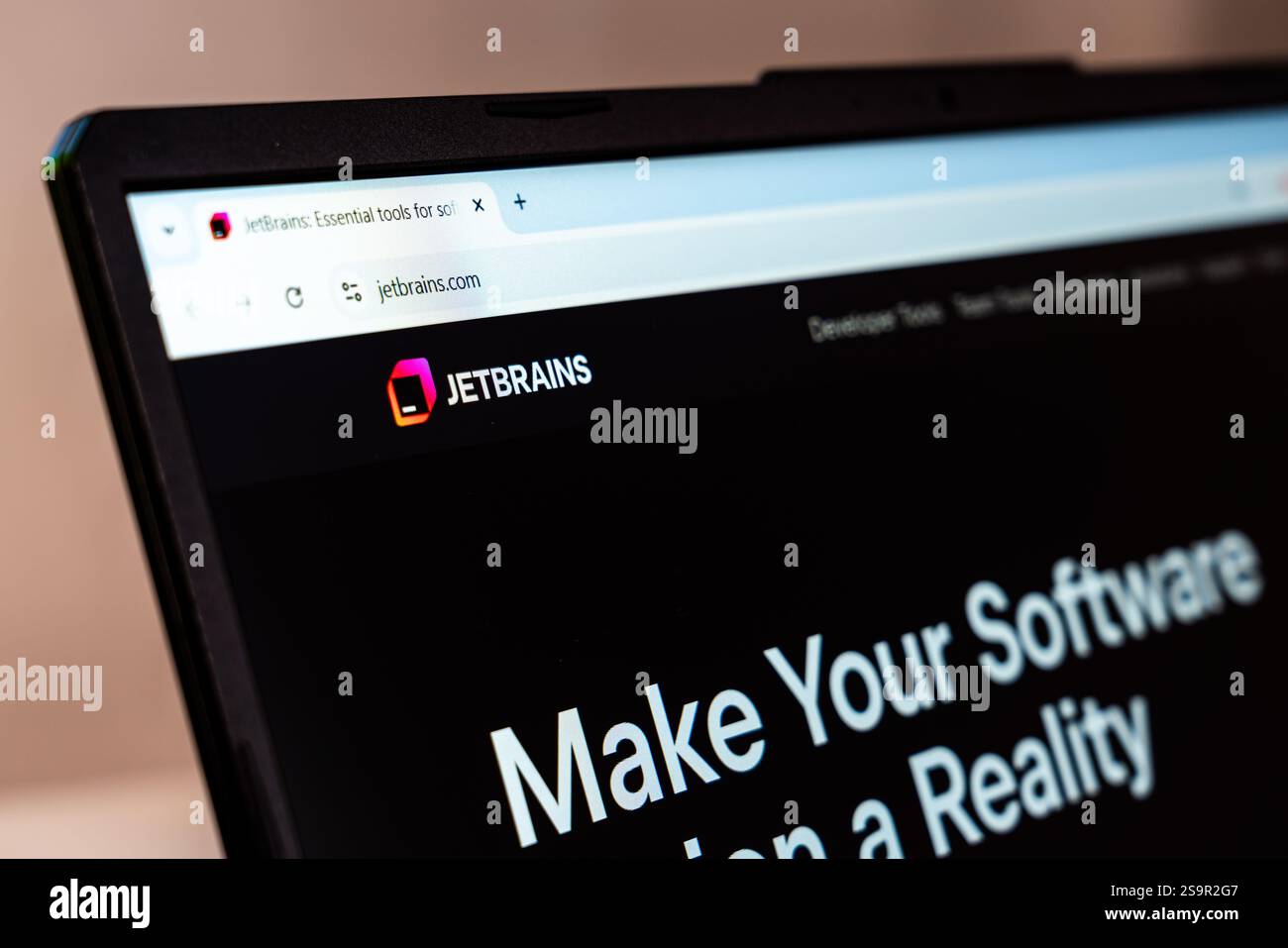 New York, USA - 20 gennaio 2025: Sito Web JetBrains che offre strumenti e soluzioni di sviluppo software visualizzati su schermo Foto Stock