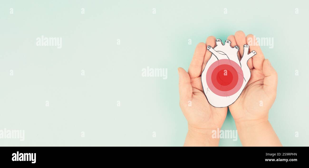 Infarto, malattia della miocardite, infiammazione del muscolo, trombosi e stress cardiaco, frequenza del battito cardiaco Foto Stock