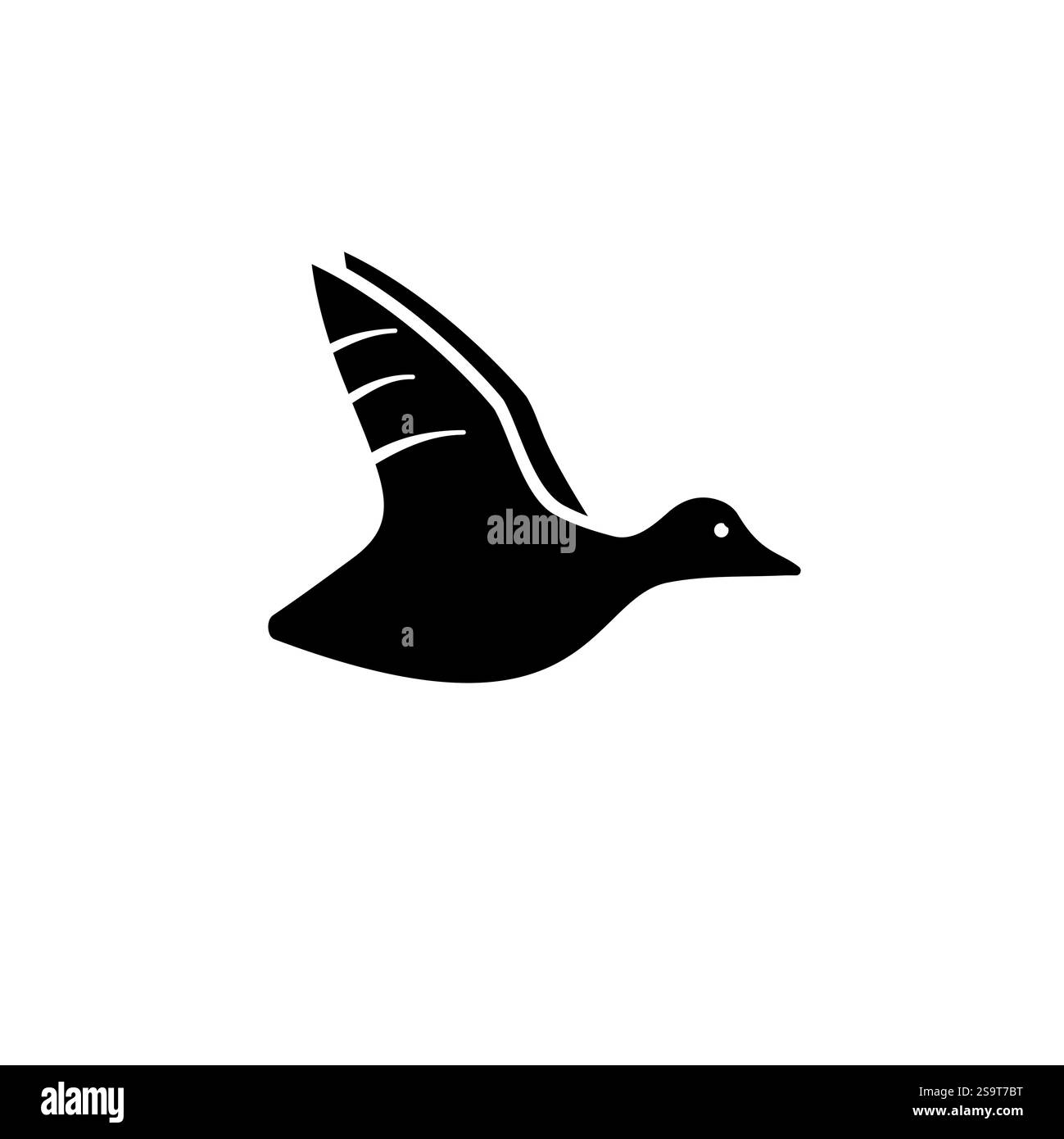 Duck Flying, icona Vector piatta di caccia isolata su sfondo bianco. Illustrazione Vettoriale