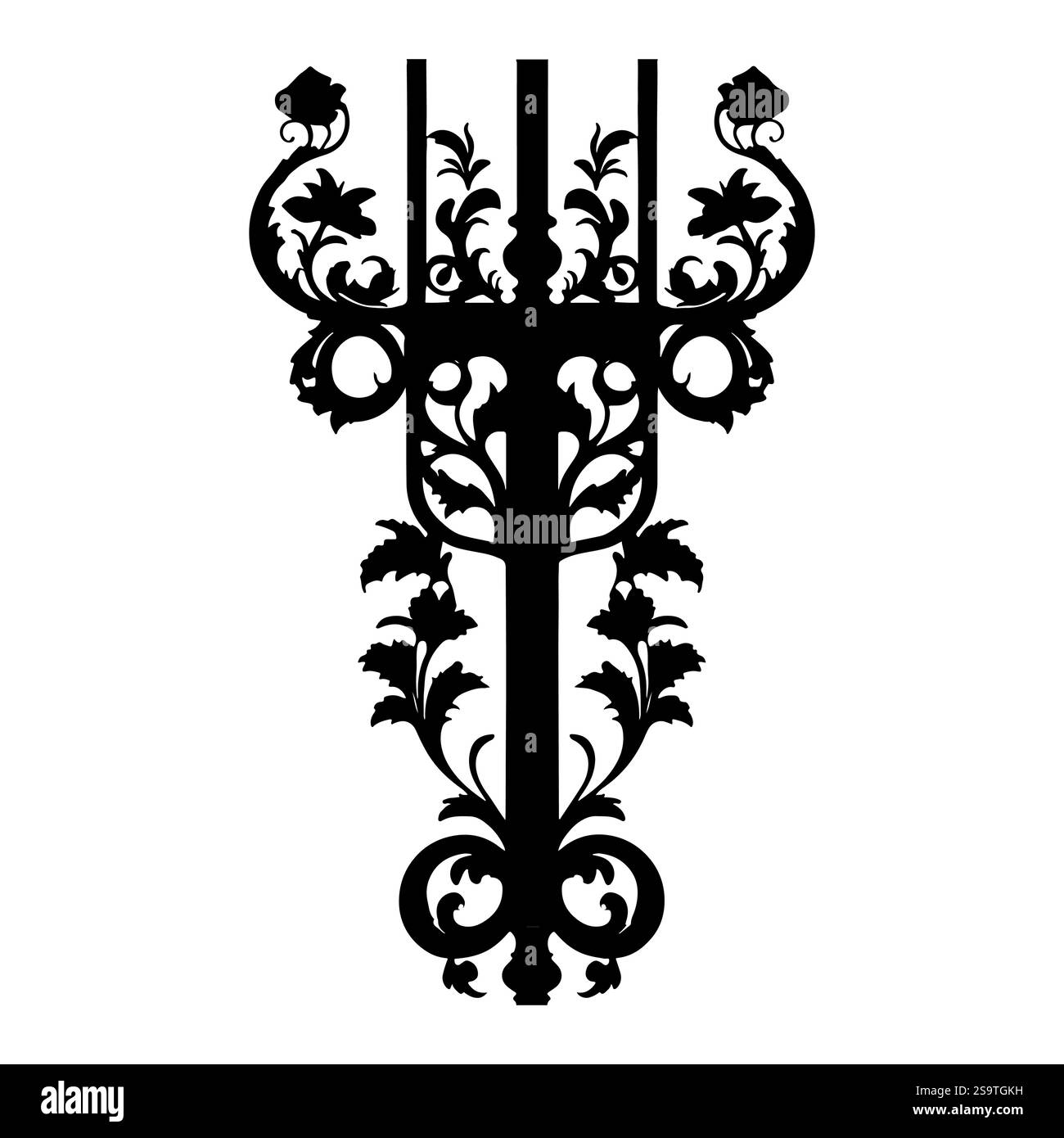 Bella e ornamentale silhouette di barre nere. Silhouette vettoriale di ferro decorativo ornamentale Illustrazione Vettoriale