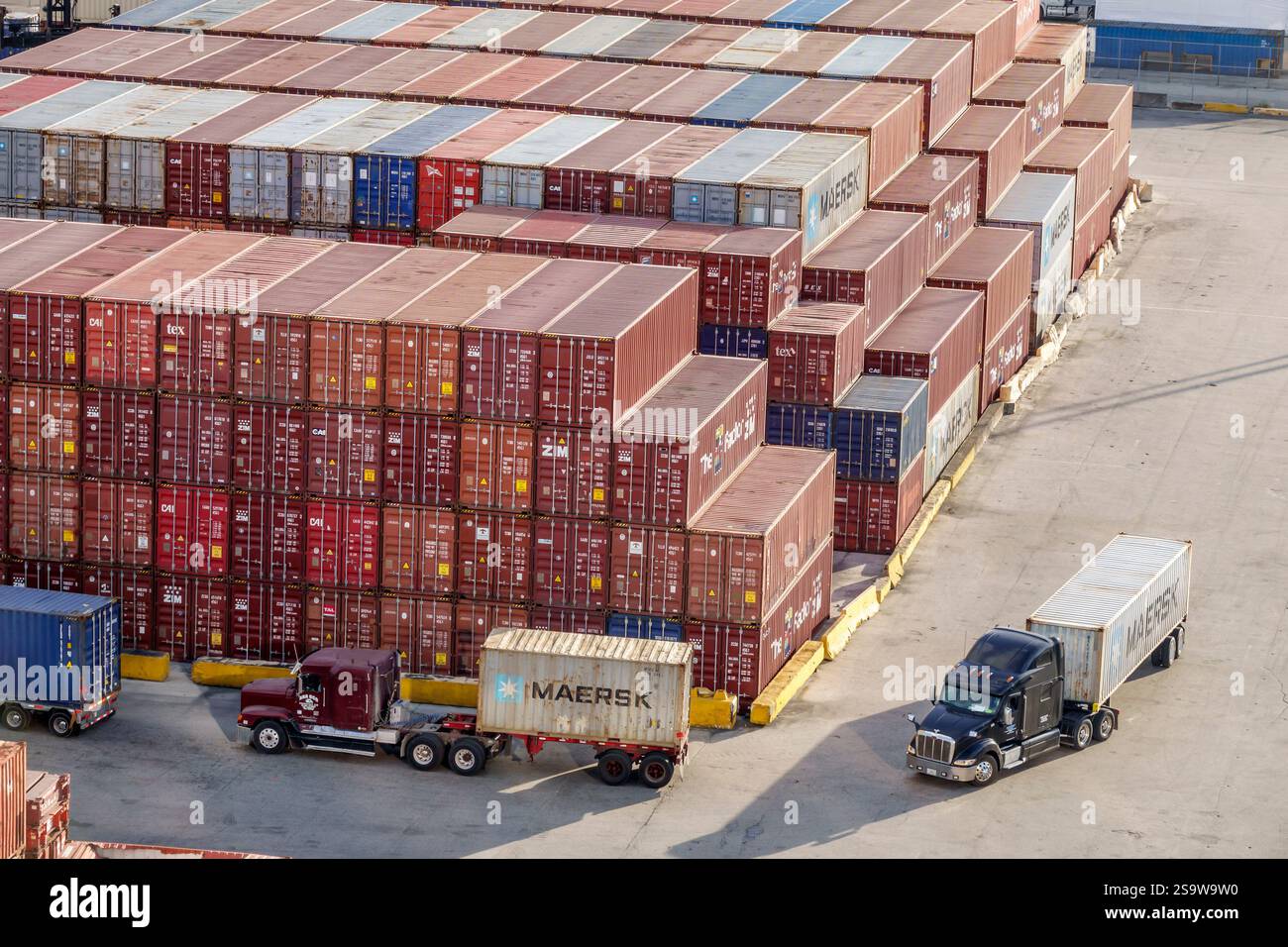 Miami Florida, Dodge Island, Porto di Miami, container, terminal container, logistica, trasporto merci, deposito merci, commercio internazionale, marittimo Foto Stock