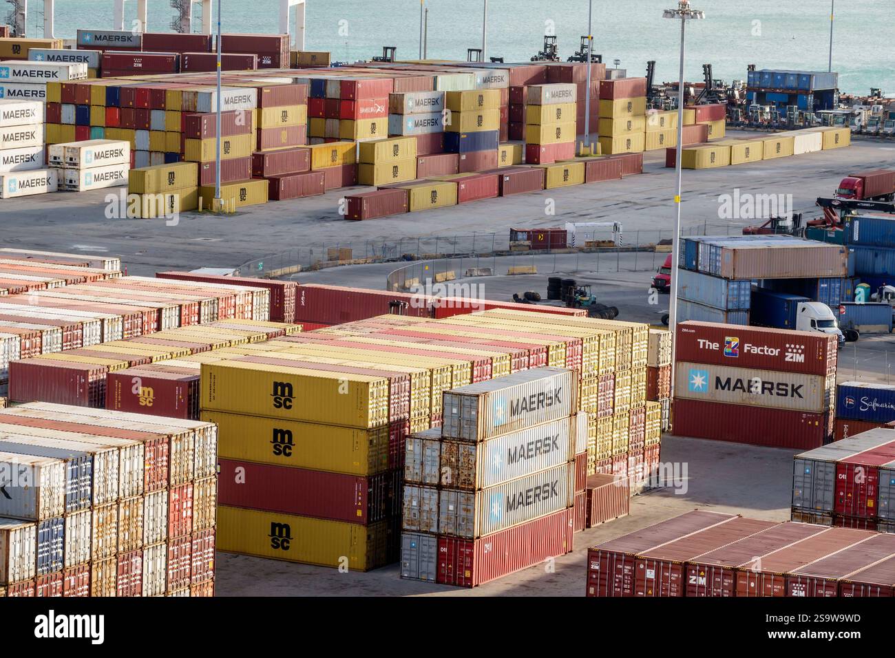 Miami Florida, Dodge Island, Porto di Miami, container, terminal container, logistica, trasporto merci, deposito merci, commercio internazionale, marittimo Foto Stock