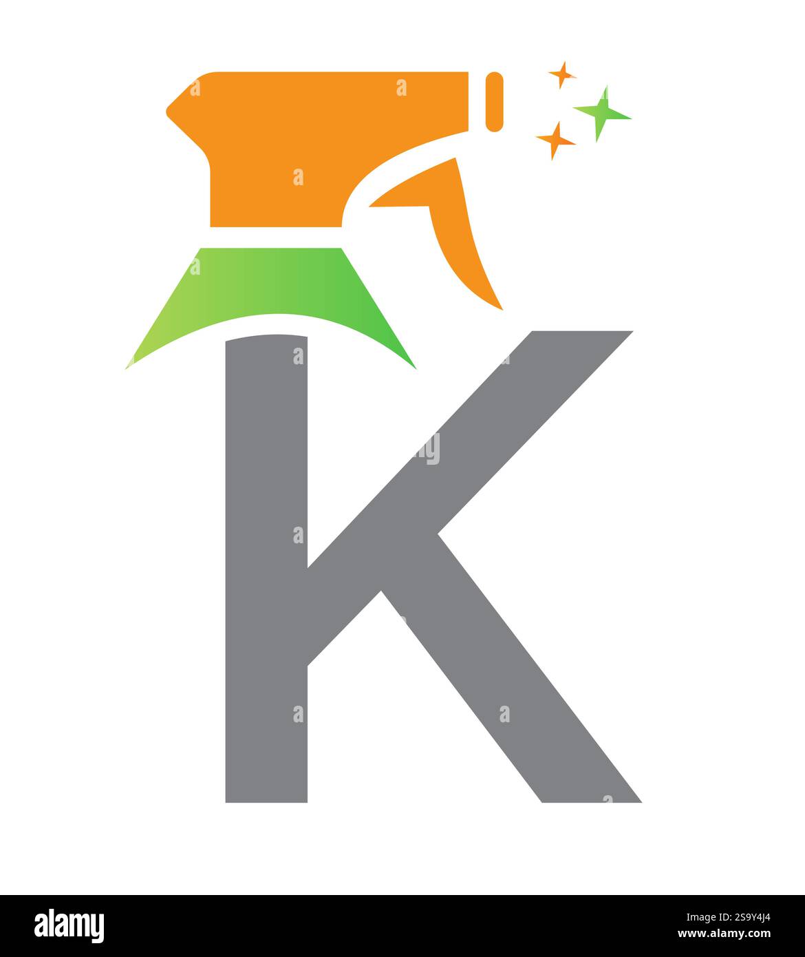 Lettera iniziale K House Cleaning Logo Concept with Hygiene Spray Symbol Illustrazione Vettoriale