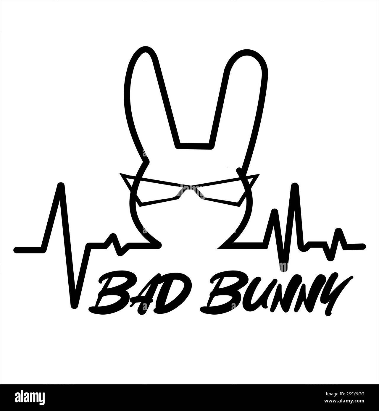 Bad Bunny Vector, Bad Bunny Vector line drawing Illustrazione Vettoriale