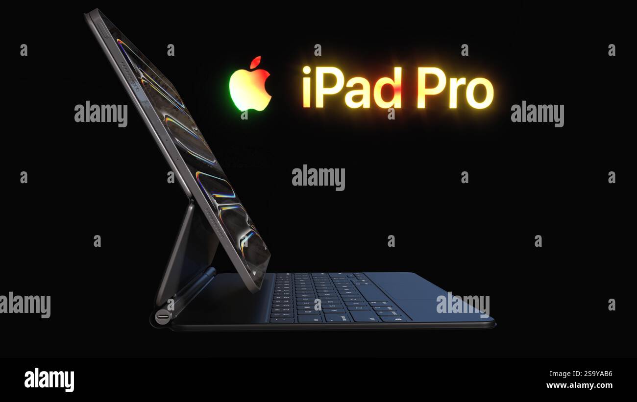 L'iPad Pro di Apple racchiude una straordinaria potenza in un design incredibilmente sottile, leggero e portatile. Foto Stock