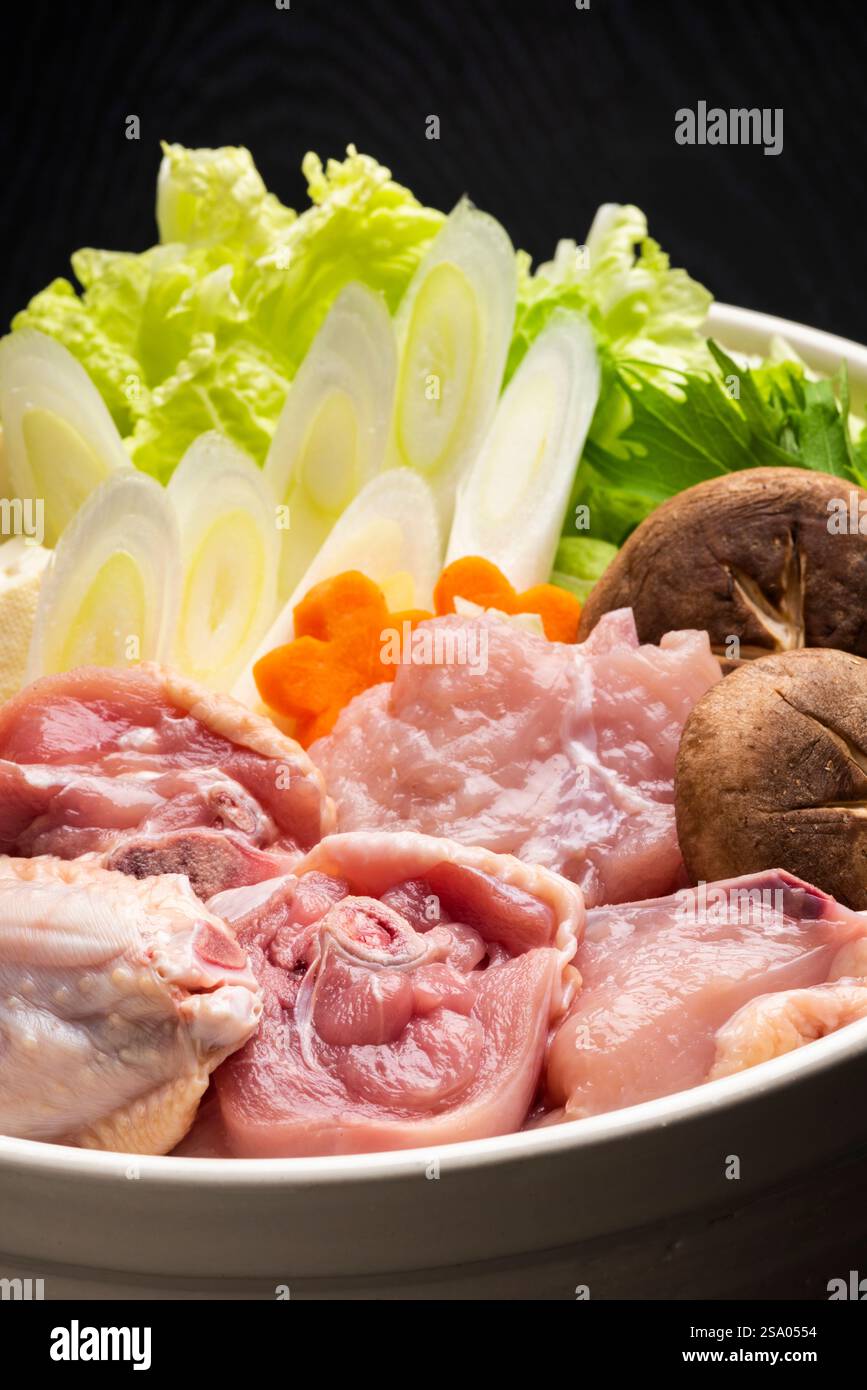 Ingredienti per Mizutaki ( pentola calda giapponese ) Foto Stock