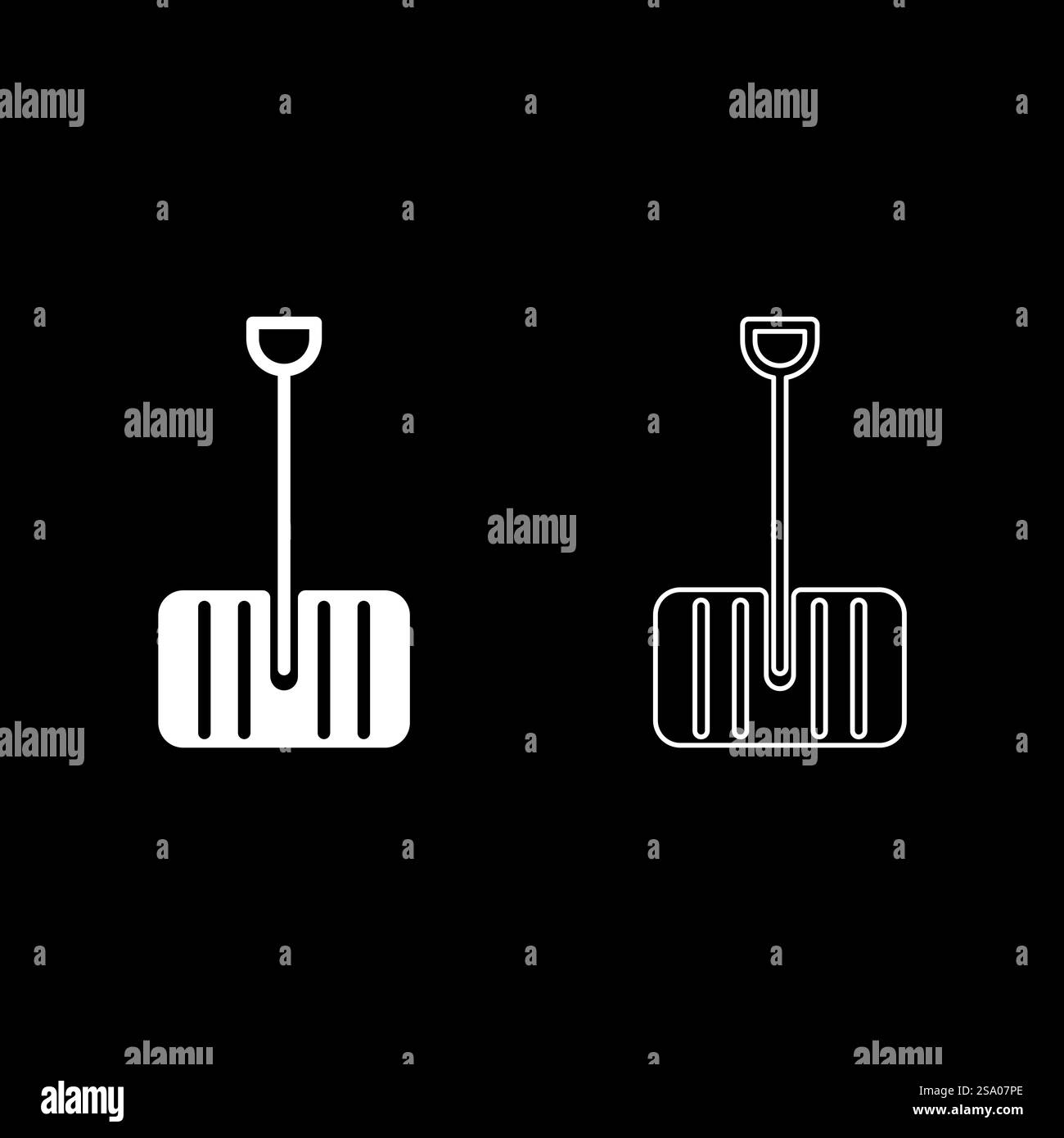 Icona del set di sgombero della pala da neve invernale immagine vettoriale di colore bianco immagine semplice contorno di riempimento solido linea di contorno sottile stile piatto. Icona del set di pulizia della pala da neve invernale immagine vettoriale di colore bianco immagine del contorno di riempimento pieno linea di contorno sottile stile piatto Illustrazione Vettoriale