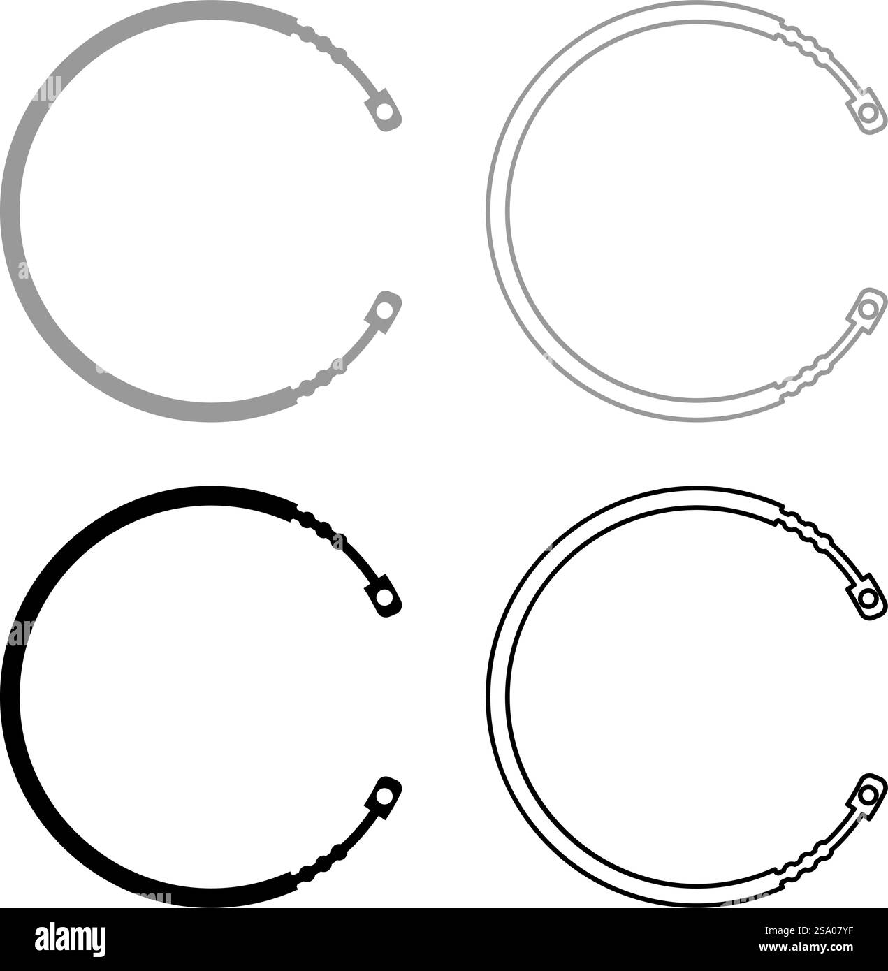 Cavo per frizione auto pull cambio manuale set di parti di corda icona grigio nero vettoriale immagine immagine semplice riempimento solido contorno linea sottile e piatta. Cavo per frizione auto pull cambio manuale set di parti di corda icona grigio nero vettoriale immagine immagine riempimento continuo contorno linea sottile e piatta Illustrazione Vettoriale