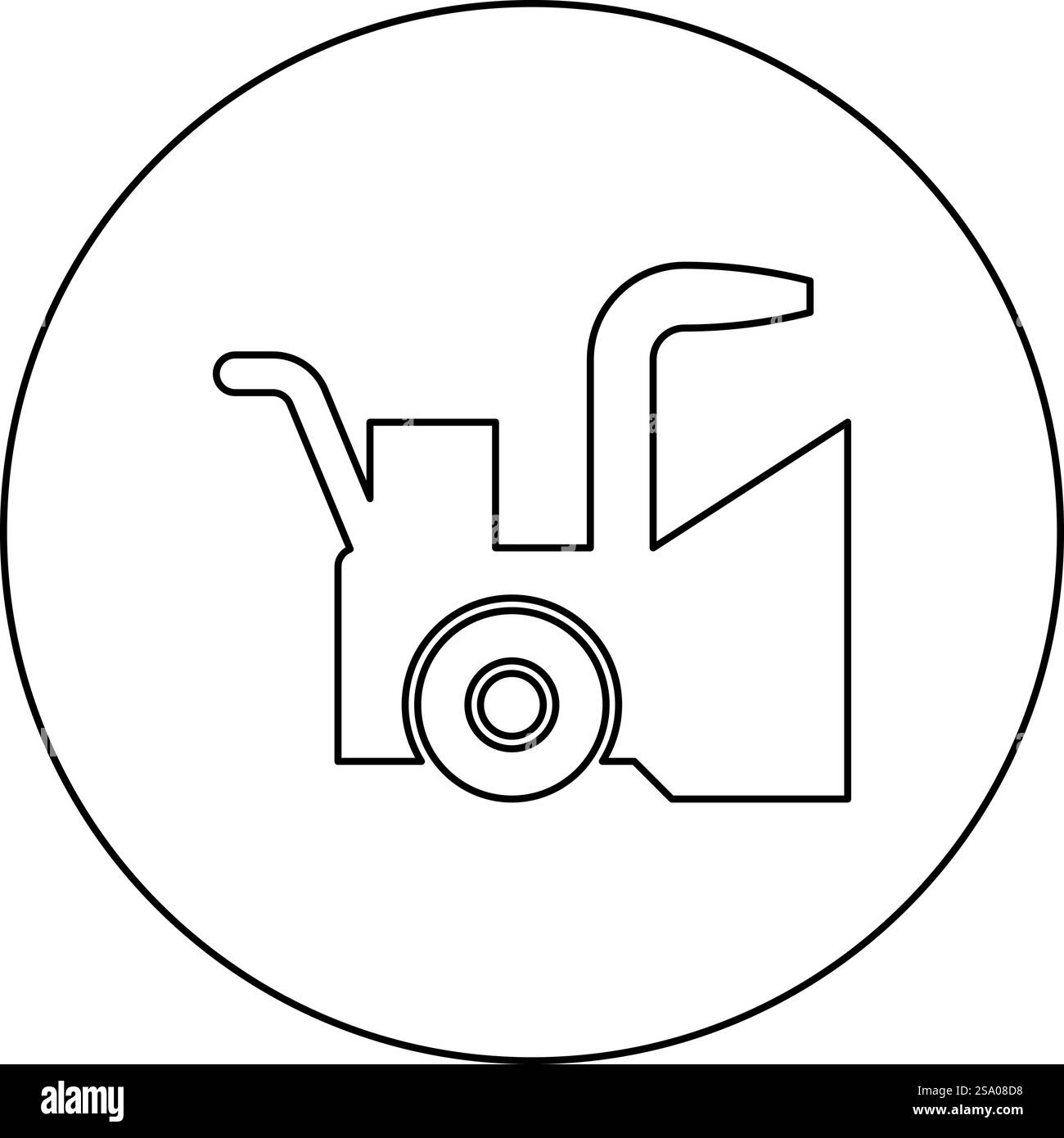 Spazzaneve macchina per la pulizia della neve spazzaneve spazzaneve aratro per camion pulizia veicolo equipaggiato stagioni trasporto attrezzatura per la manutenzione della strada invernale icona pulita in cerchio colore nero illustrazione vettoriale contorno immagine linea di contorno sottile stile semplice. Spazzaneve macchina per la pulizia della neve spazzaneve aratro per camion pulizia del veicolo stagioni attrezzate trasporto attrezzatura per la manutenzione della strada stradale invernale icona pulita in cerchio colore nero illustrazione vettoriale contorno immagine linea di contorno stile sottile Illustrazione Vettoriale