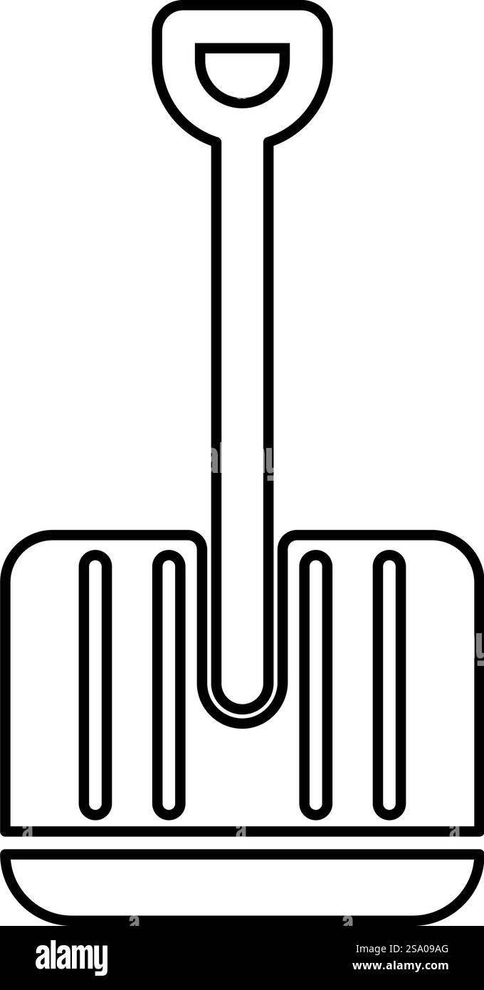 Icona della linea del contorno della pala invernale immagine vettoriale di colore nero sottile stile piatto semplice. Icona della linea del contorno della pala invernale immagine vettoriale di colore nero, stile sottile e piatto Illustrazione Vettoriale