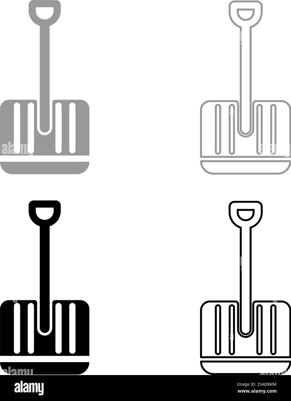 Icona del set di escavatori invernali, immagine vettoriale di colore nero grigio, immagine immagine immagine semplice, contorno pieno, linea di contorno sottile e piatta. Icona del set di escavatori invernali grigio, colore nero, immagine vettoriale, riempimento continuo contorno linea sottile e piatto Illustrazione Vettoriale