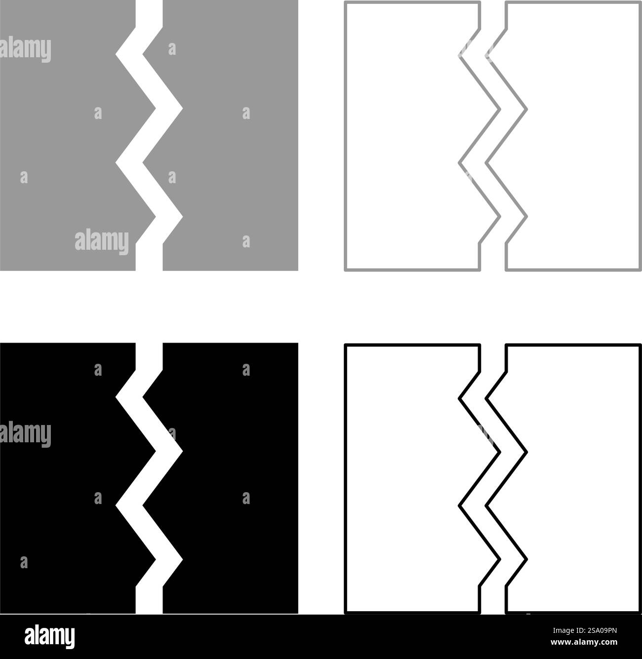 Breccia spezzata lacerazione oggetto documento Set icona grigio nero vettoriale immagine immagine immagine semplice contorno riempimento solido linea di contorno sottile e piatta. Breccia spezzata lacerata oggetto documento Set icona grigio nero vettoriale immagine immagine immagine riempimento continuo contorno linea sottile piatta Illustrazione Vettoriale