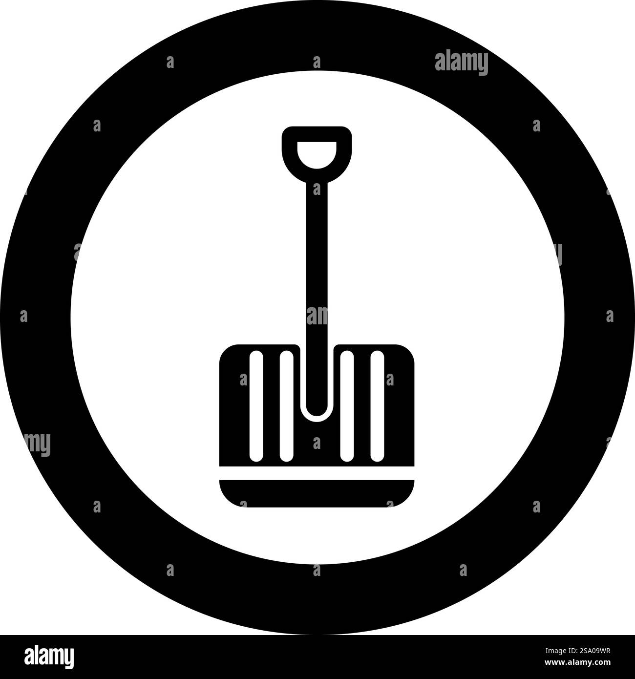 Icona della pala invernale in cerchio, colore nero, immagine vettoriale, contorno pieno stile semplice. Icona della pala invernale in cerchio, colore nero, immagine vettoriale, stile di contorno pieno Illustrazione Vettoriale