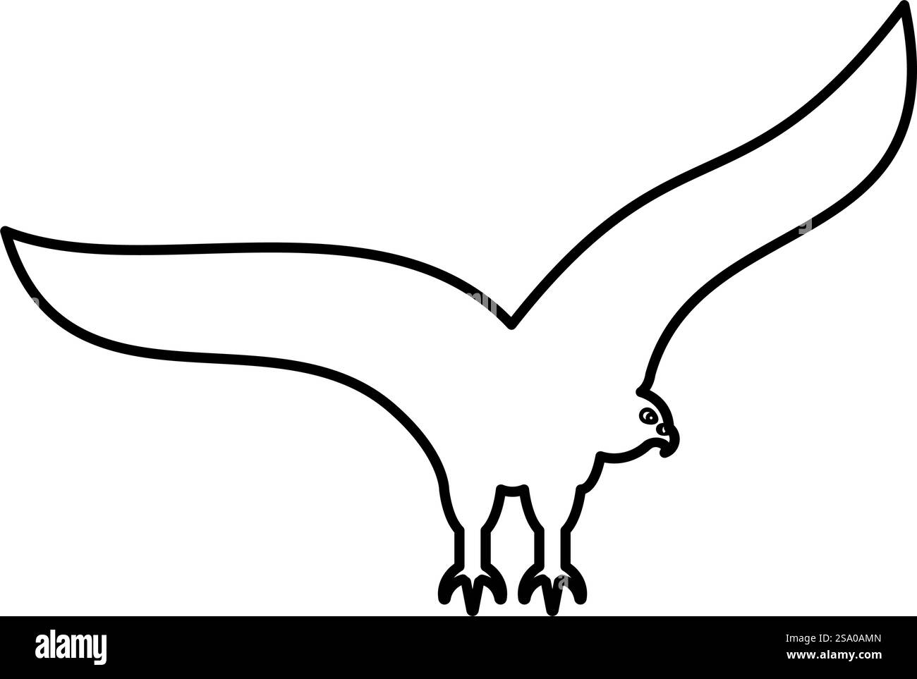 Eagle Cald american Bird silhouette contorno icona colore nero immagine vettoriale sottile stile piatto semplice. Immagine vettoriale di colore nero con l'icona del contorno della silhouette dell'uccello americano calvo Eagle, immagine sottile e piatta Illustrazione Vettoriale