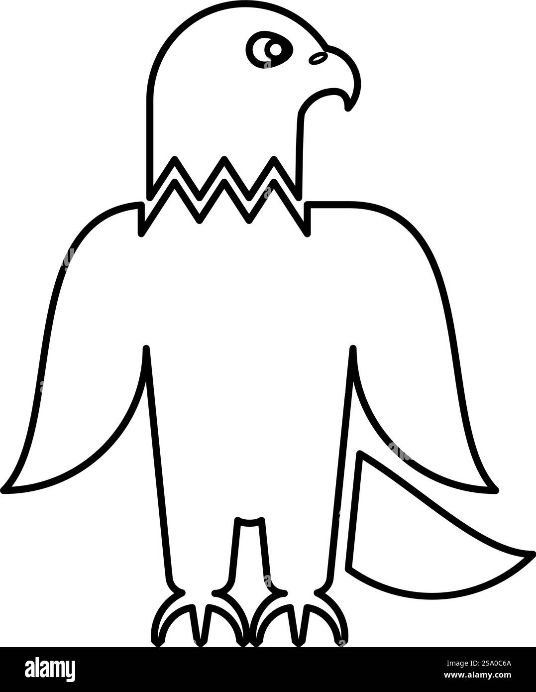 Eagle Cald american Bird silhouette contorno icona colore nero immagine vettoriale sottile stile piatto semplice. Immagine vettoriale di colore nero con l'icona del contorno della silhouette dell'uccello americano calvo Eagle, immagine sottile e piatta Illustrazione Vettoriale