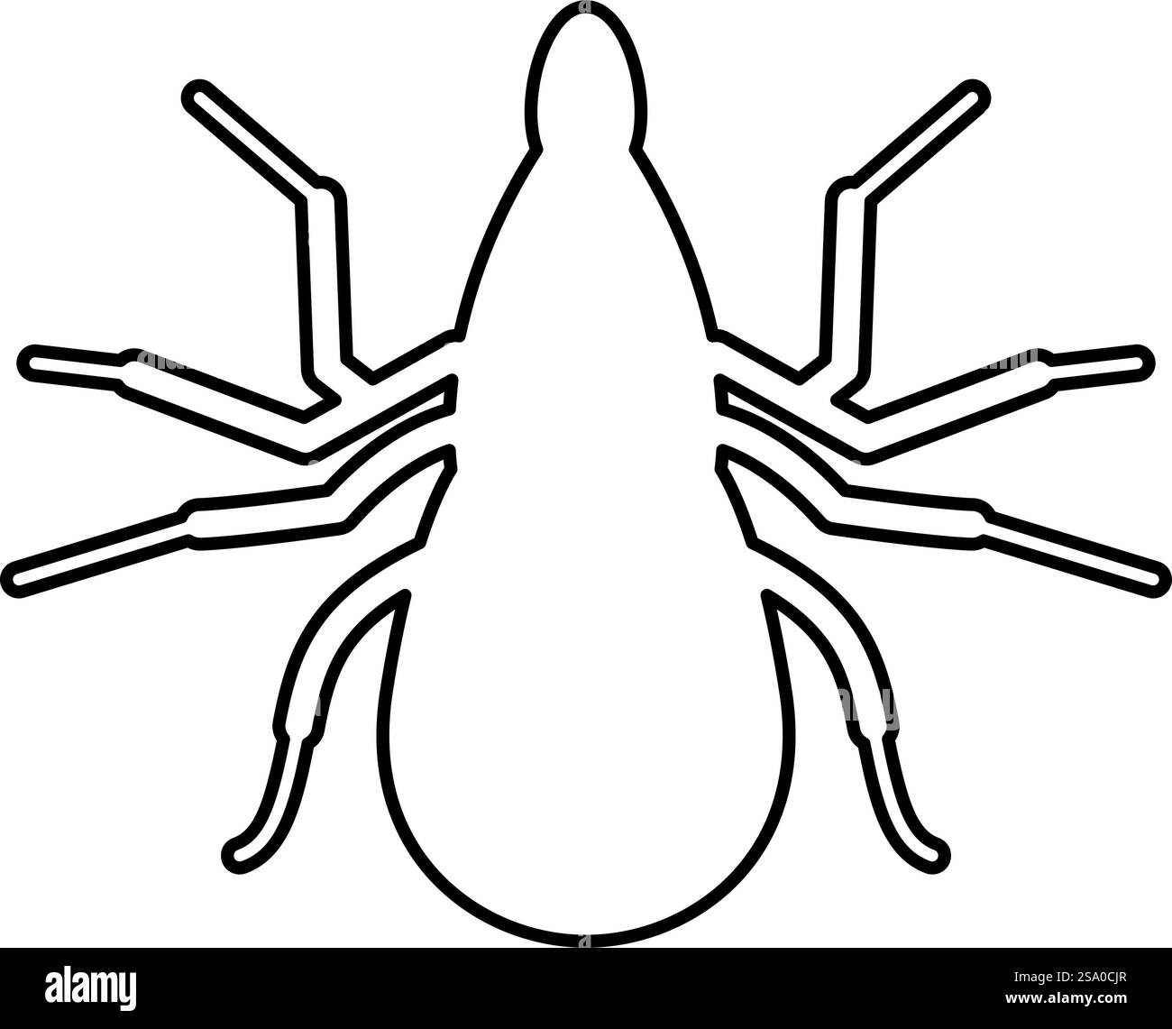 Spuntare l'icona della linea del contorno dell'acaro immagine vettoriale di colore nero sottile stile piatto semplice. Spuntare l'icona della linea del contorno del contorno dell'acaro, immagine vettoriale di colore nero, immagine sottile e piatta Illustrazione Vettoriale