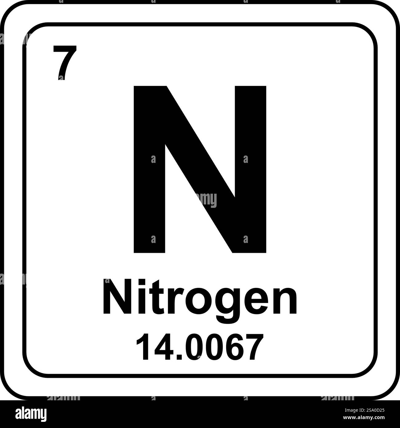 Icona piatta simbolo chimico tabella periodica azoto Illustrazione Vettoriale