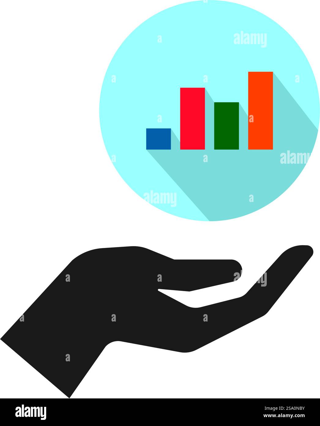 Icona a forma di mano e grafico a barre Illustrazione Vettoriale