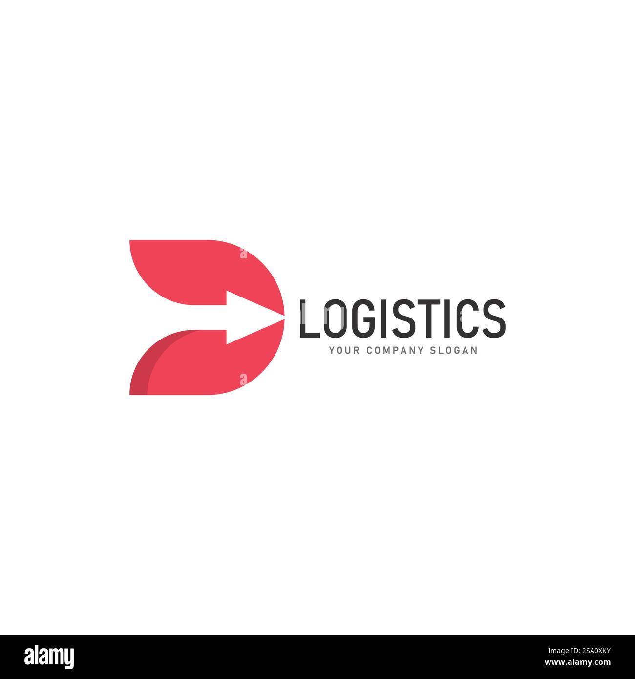 logo logistico di trasporto della freccia espressa che si sposta in avanti per la consegna tramite corriere o per il servizio di spedizione postale. modello di icone isolato dal vettore per la progettazione di aziende di trasporti e logistica postale Illustrazione Vettoriale