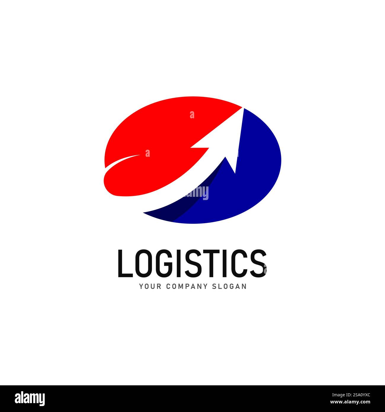 logo logistico di trasporto della freccia espressa che si sposta in avanti per la consegna tramite corriere o per il servizio di spedizione postale. modello di icone isolato dal vettore per la progettazione di aziende di trasporti e logistica postale Illustrazione Vettoriale